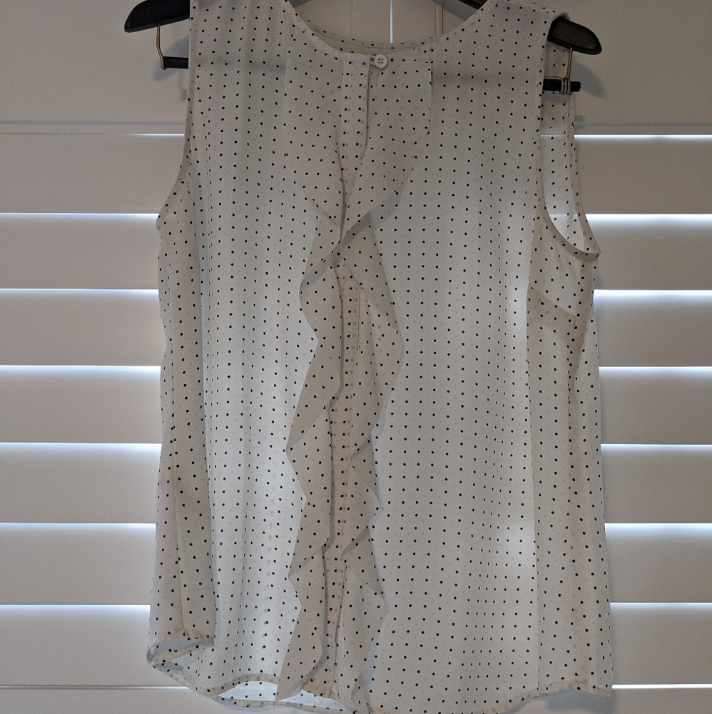 Loft Ruffle Polka Dot Blouse